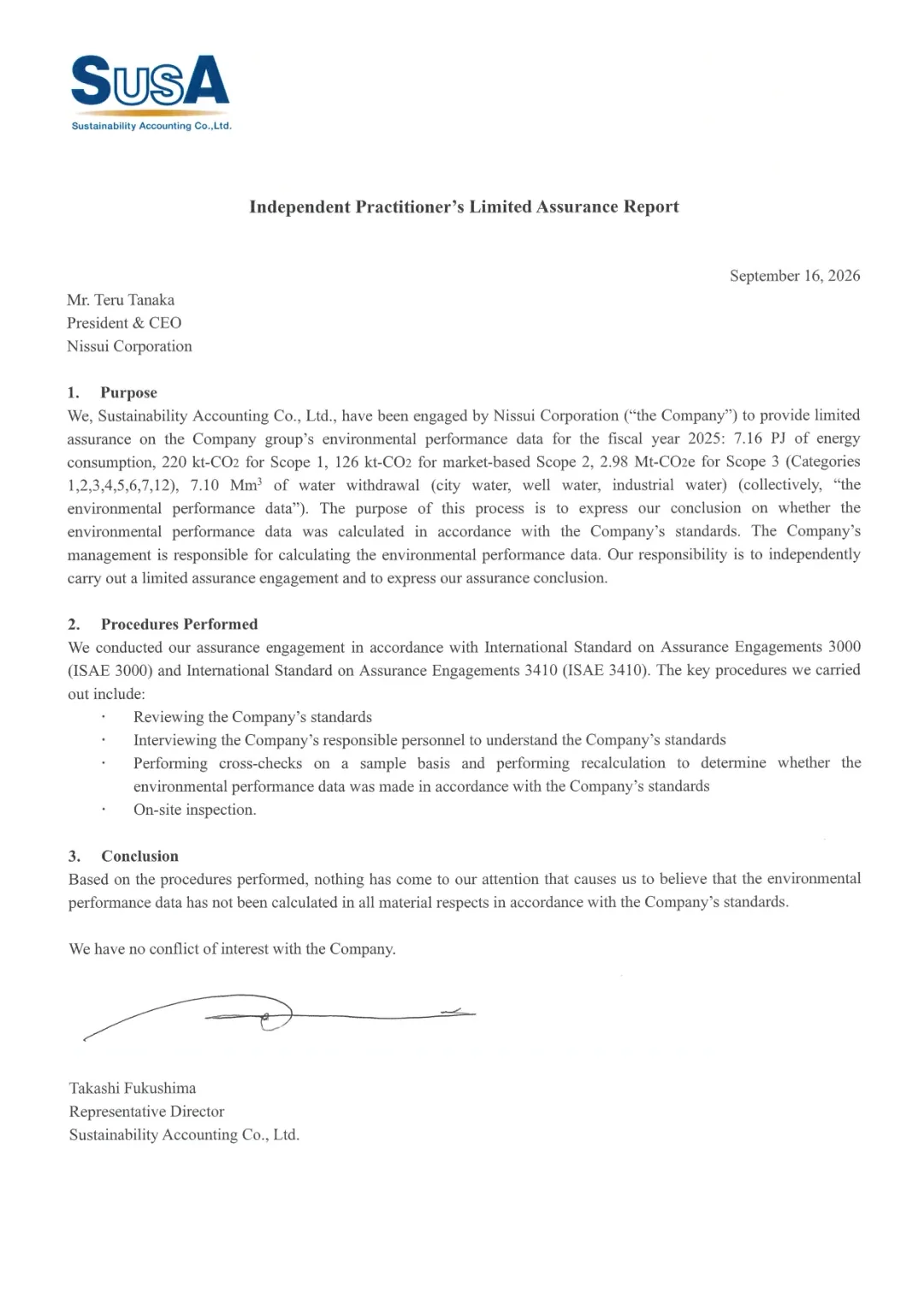 Independent Practitioner’s Limited Assurance Report FY2025